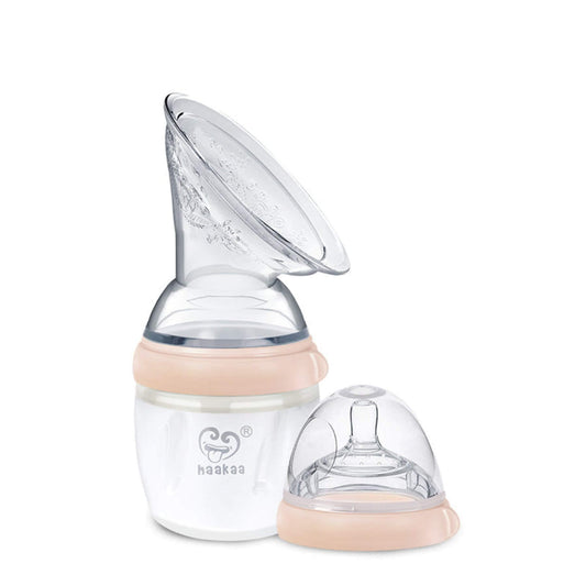 Haakaa Gen 3 Silicone Breast Pump Flange and Bottle Set - Peach