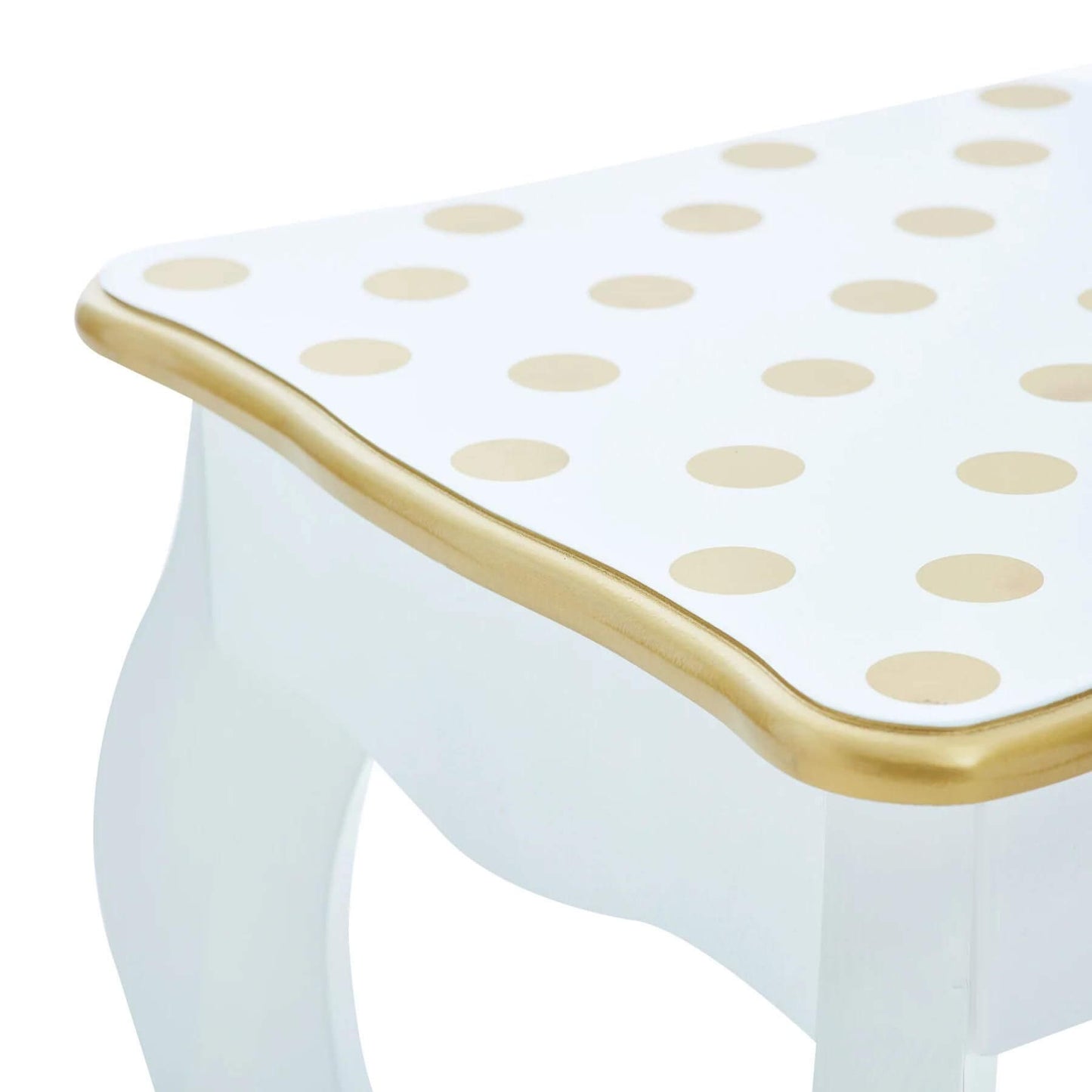 Detail View of Teamson Kids Gisele Polka Dot Vanity Playset White/Gold