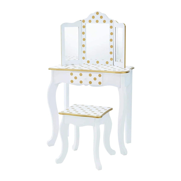 Teamson Kids Gisele Polka Dot Vanity Playset White/Gold