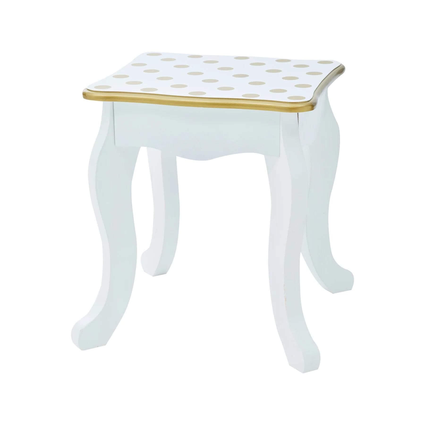 Teamson Kids Gisele Polka Dot Vanity Stool White/Gold