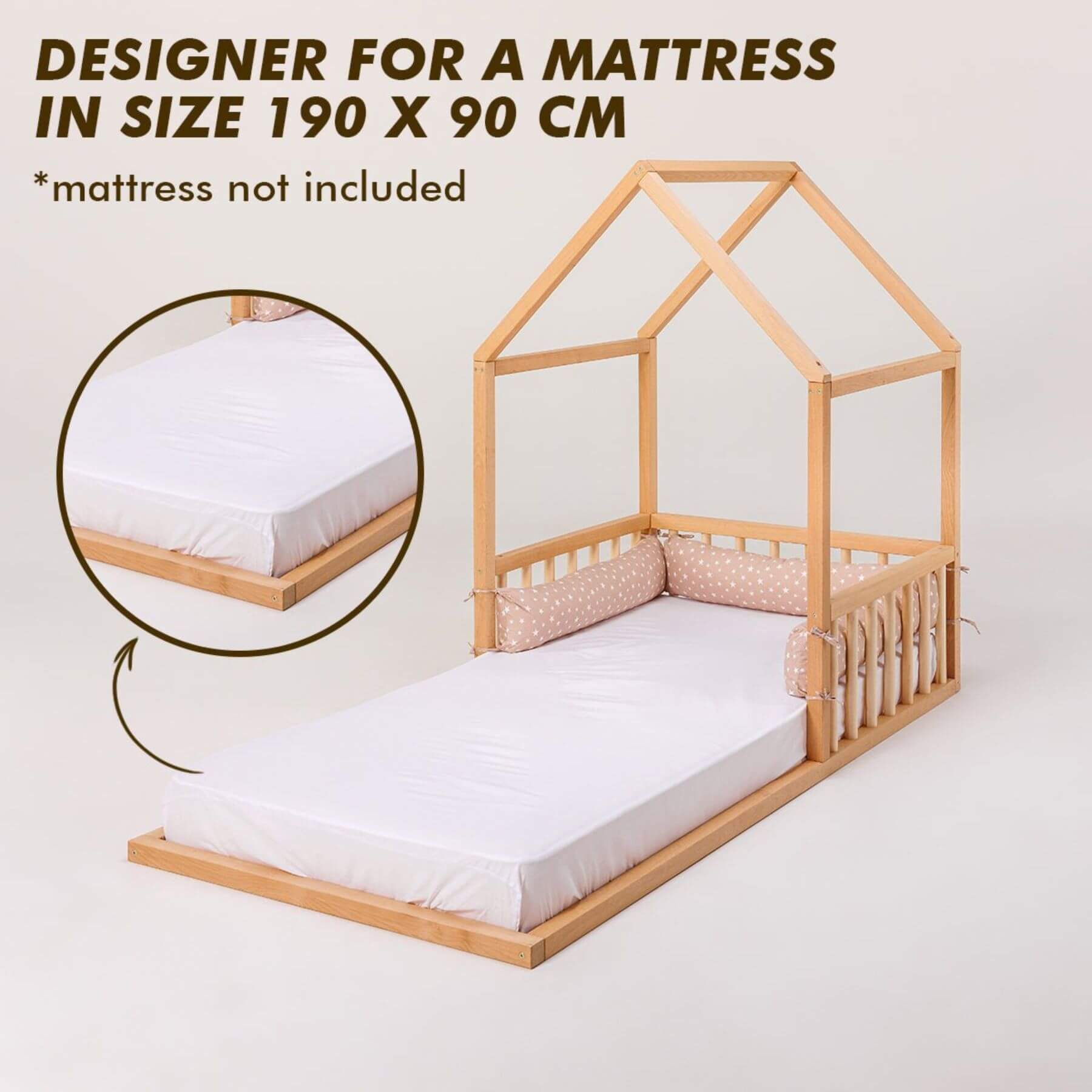 Goodevas Wooden Montessori House Floor Bed