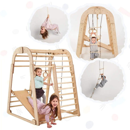 Kids playing with Goodevas Indoor Wooden Playground