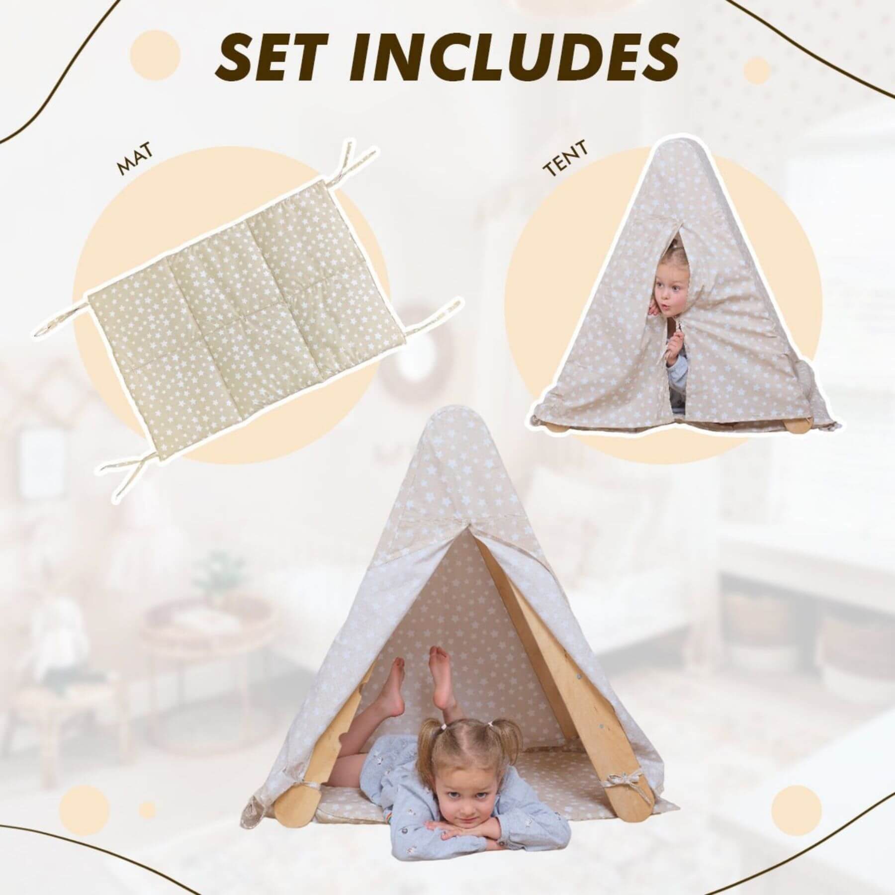 Kid playing Goodevas Play Tent Cover with Mat for Climbing Triangle Ladder