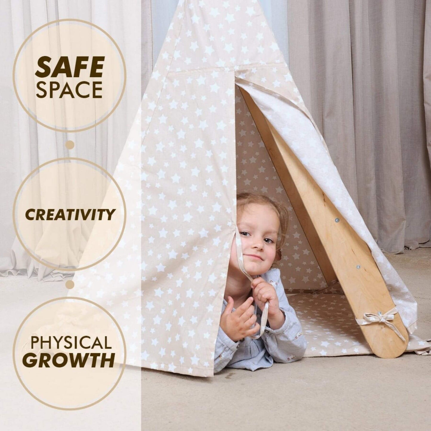 Kid playing in Goodevas Play Tent Cover with Mat for Climbing Triangle Ladder