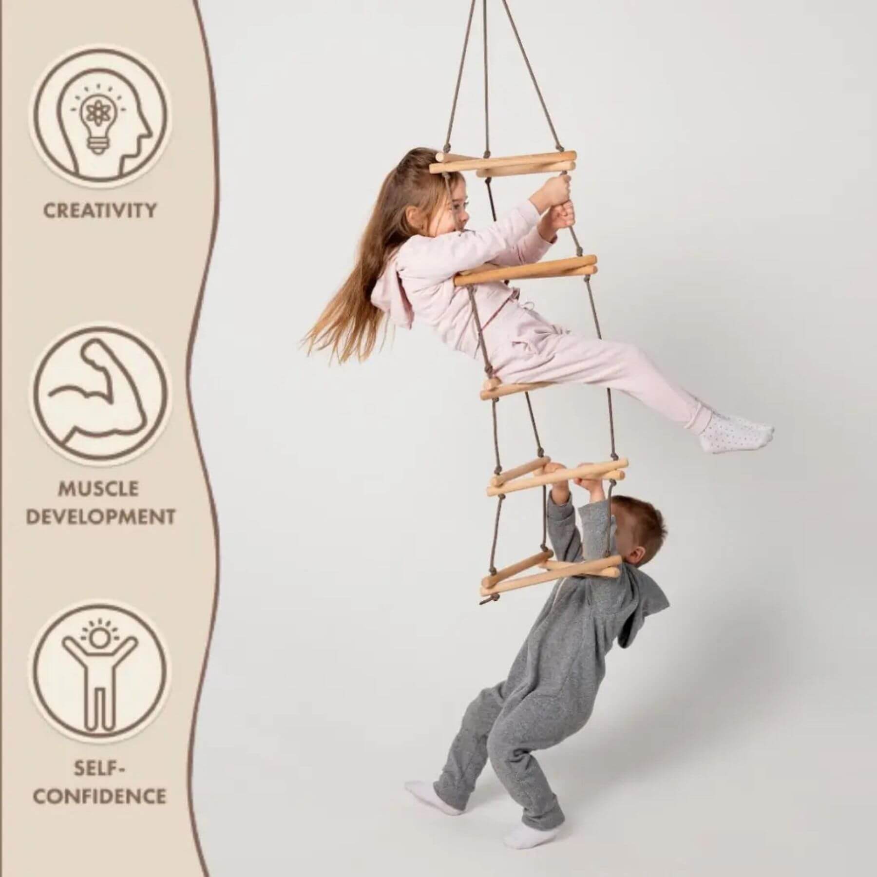 Kids playing on Goodevas Triangle Rope Ladder