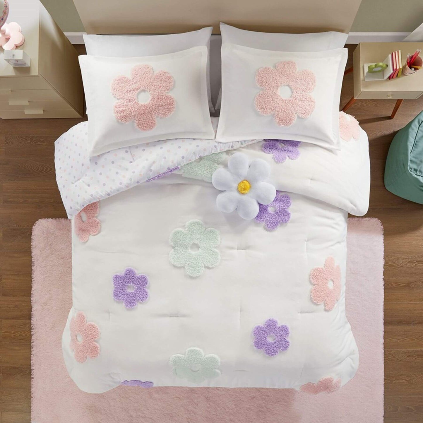 Gracie Floral Reversible Tufted Chenille Comforter Set