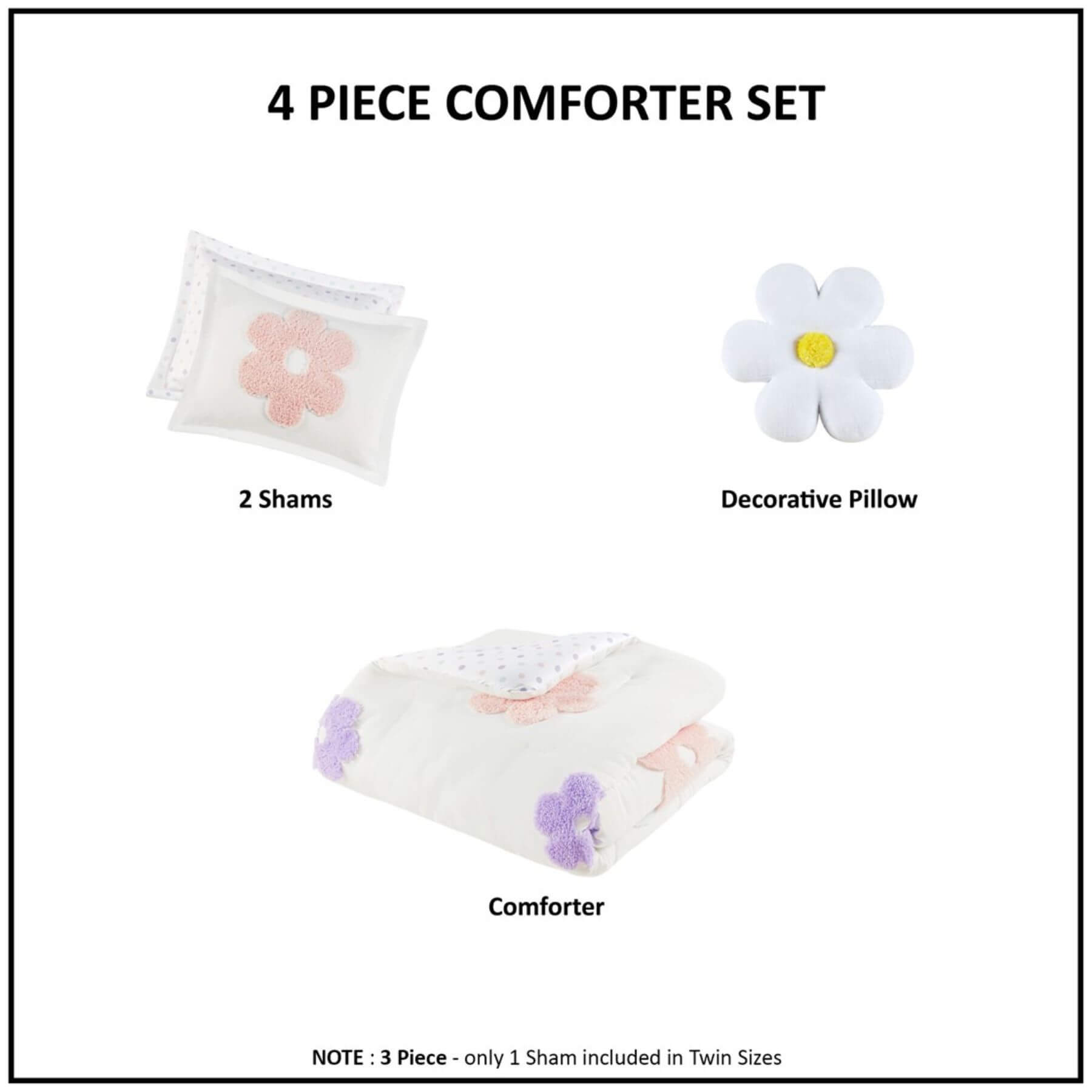 Gracie Floral Reversible Tufted Chenille Comforter Set