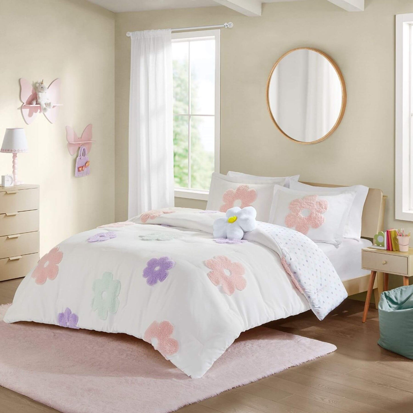 Gracie Floral Reversible Tufted Chenille Comforter Set