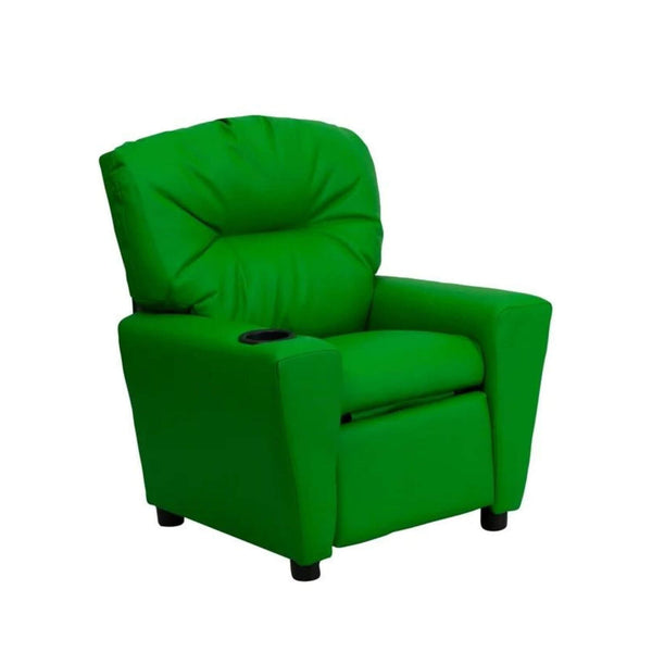 Flash Furniture Green Vinyl Kids Recliner with Cup Holder