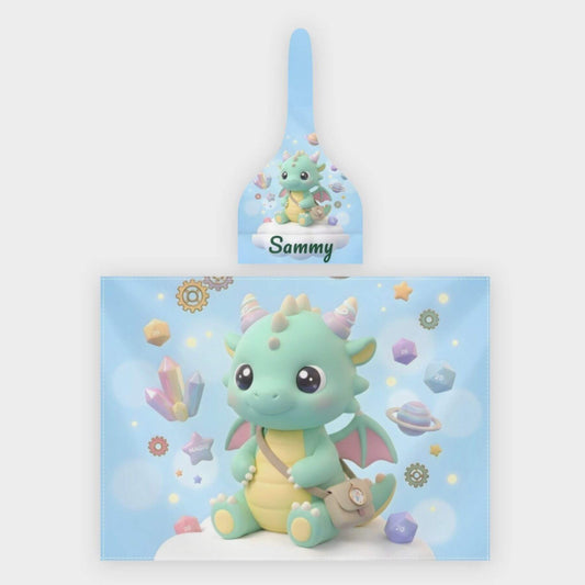 Dream Dragons Personalized Green Dragon Baby Swaddle & Hat Set