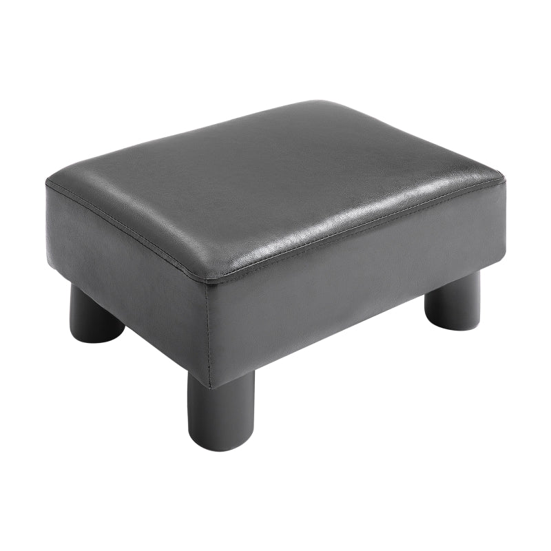 HOMCOM Black Faux Leather Ottoman - Modern Footrest with Black Legs