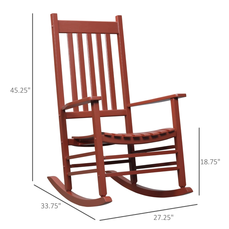 Outsunny Indoor/Outdoor Nursery Wooden Rocking Chair in Wine Red