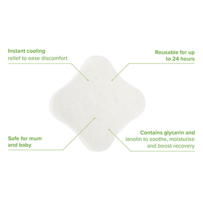 Haakaa Soothing Hydrogel Breast Pad with text highlighting features on a white background