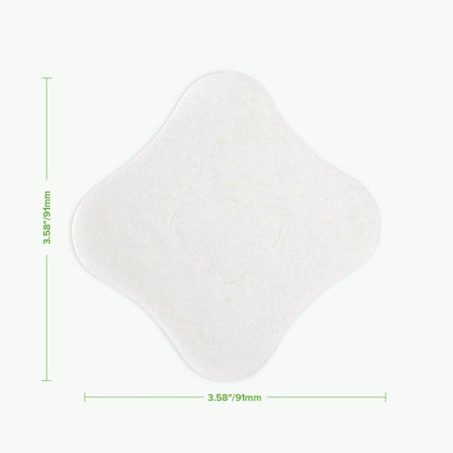 Haakaa Soothing Hydrogel Breast Pad with green dimension lines and text indicating a size of 3.58"/91mm by 3.