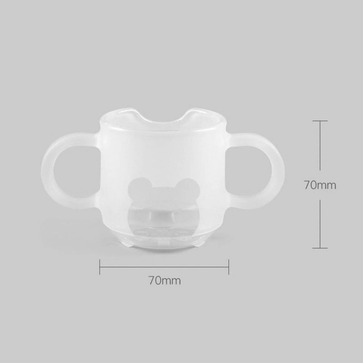 Haakaa Silicone Baby Drinking Cup with dimension lines indicating 70mm width and 70mm height.