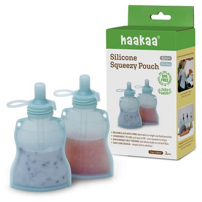 Haakaa Silicone Yummy Pouch 2pk - Mist Blue