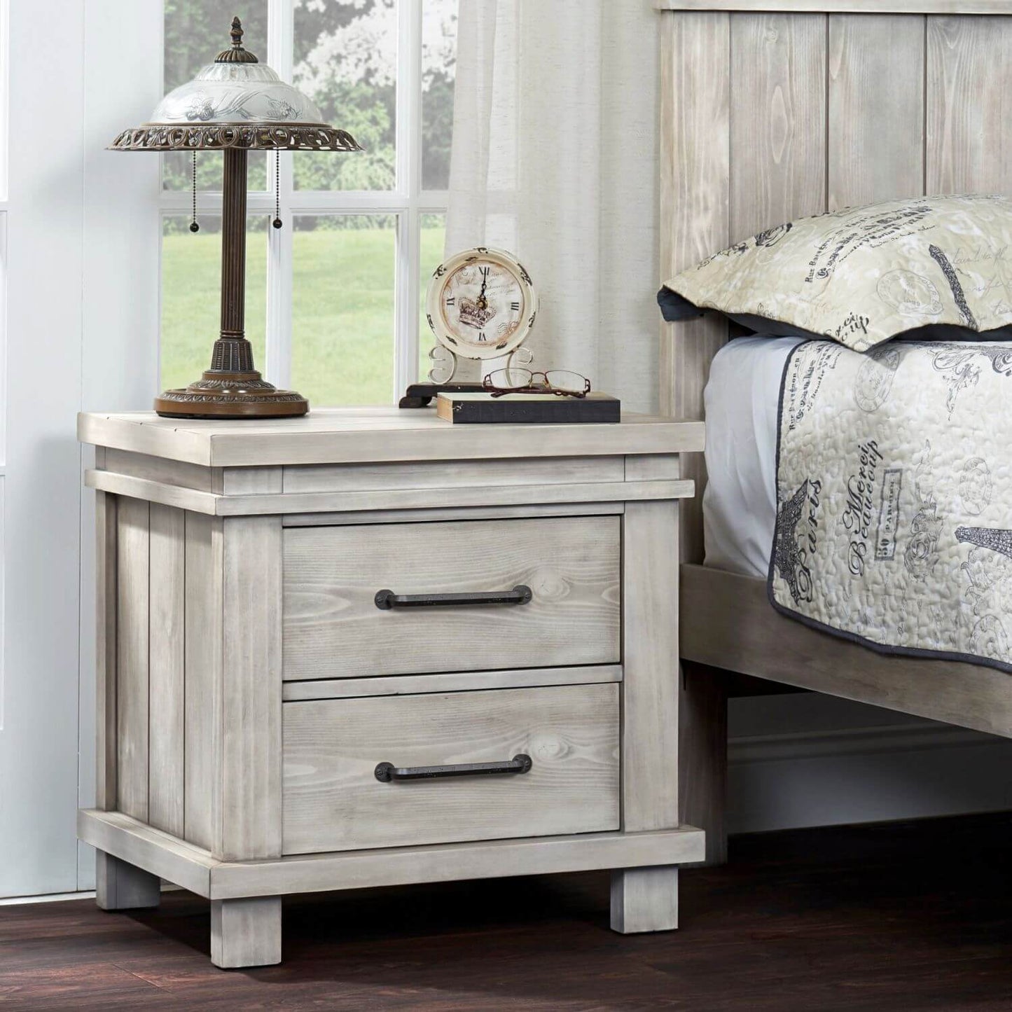 Soho Baby Hampton 2-Drawer Nightstand | Stone Wash