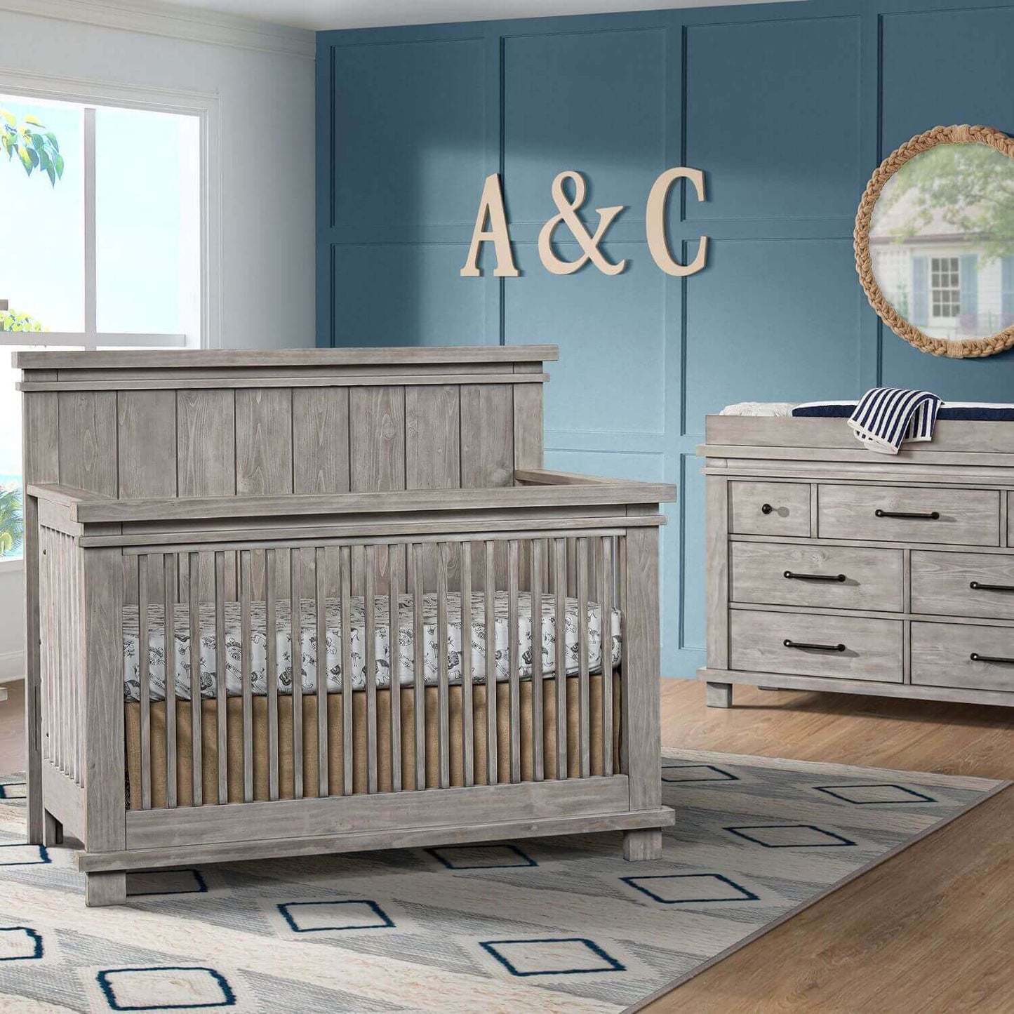 Soho Baby Hampton 4-in-1 Convertible Crib | Stone Wash