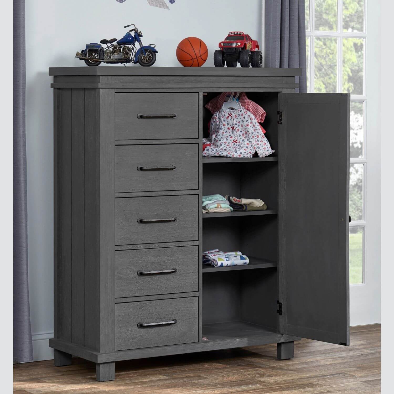 Soho Baby Hampton 5-Drawer Chifferobe | Canyon Gray