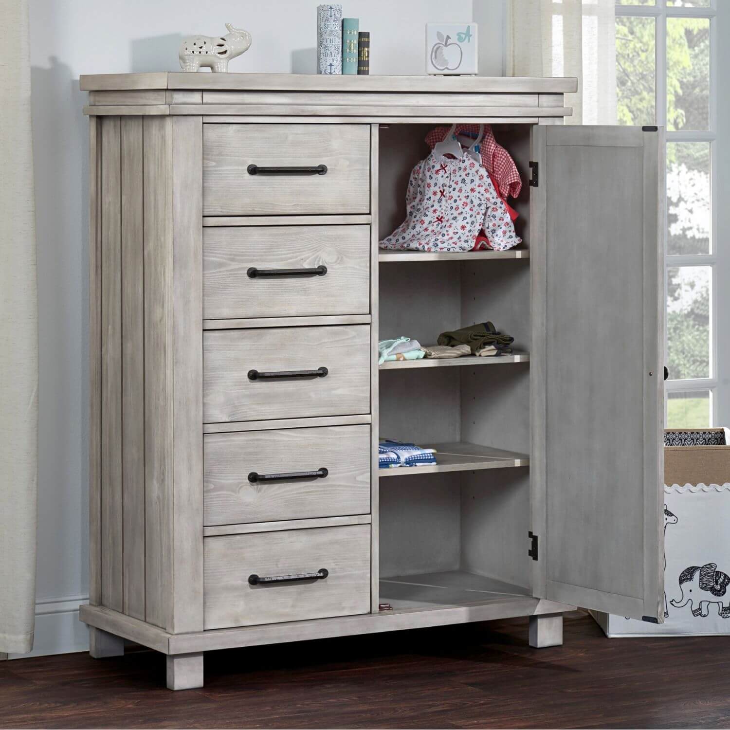 Soho Baby Hampton 5-Drawer Chifferobe, Stone Wash