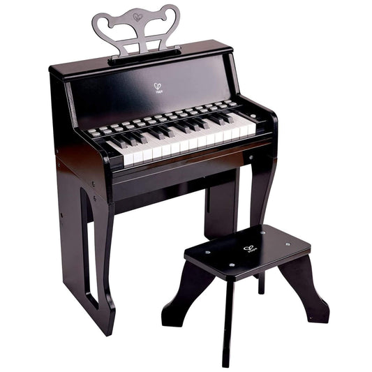 Hape Learn with Lights Black Piano w/ Stool