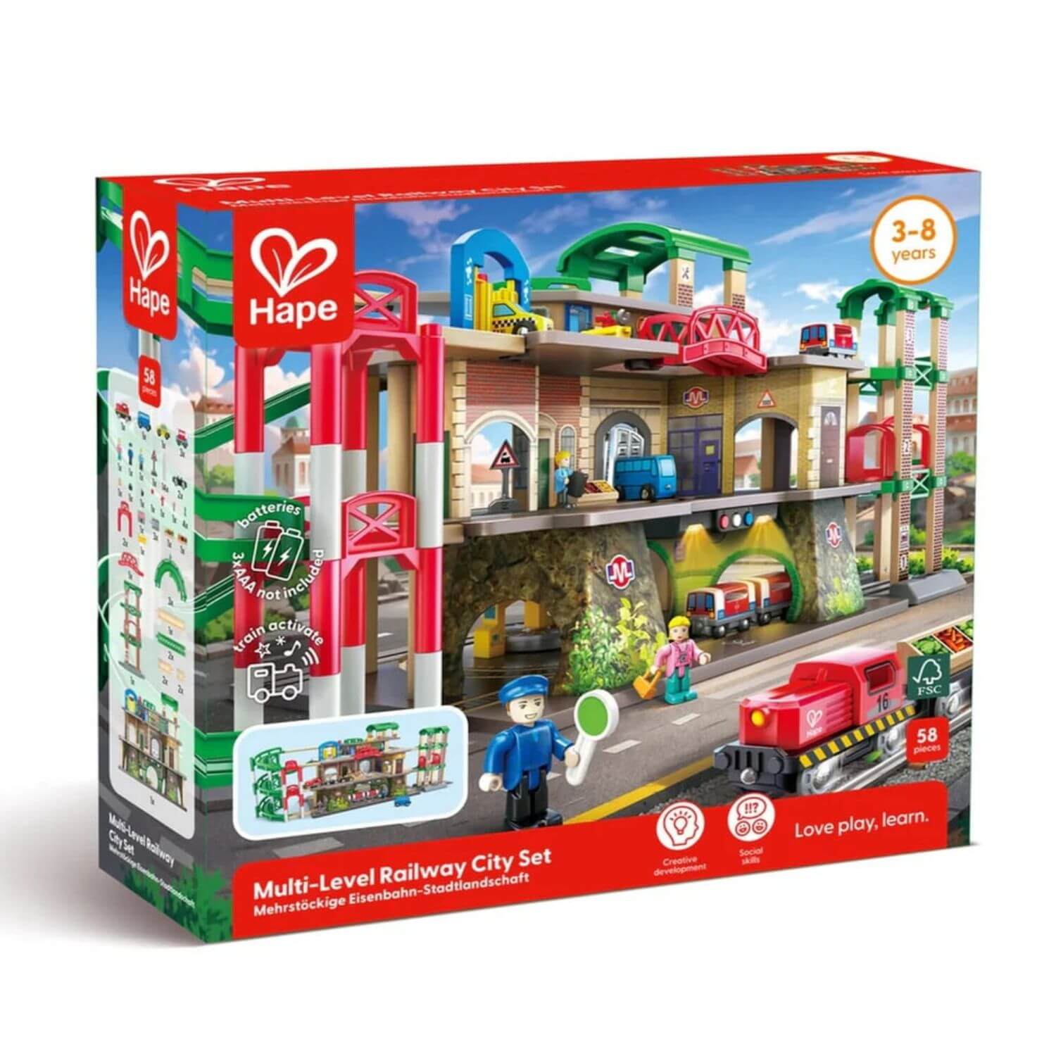 Packaged Hape Multi-Level Railway City Set