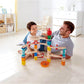 Dad & Boy Playing Hape Quadrilla Castle Escape Wooden Marble Run Blocks