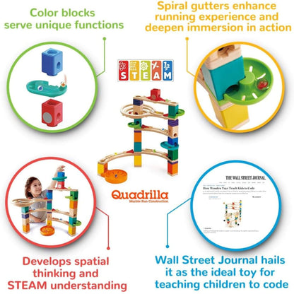 Details of Hape Quadrilla Cliffhanger Wooden Marble Run Blocks