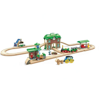 Hape Wooden Retro Train & Station Set