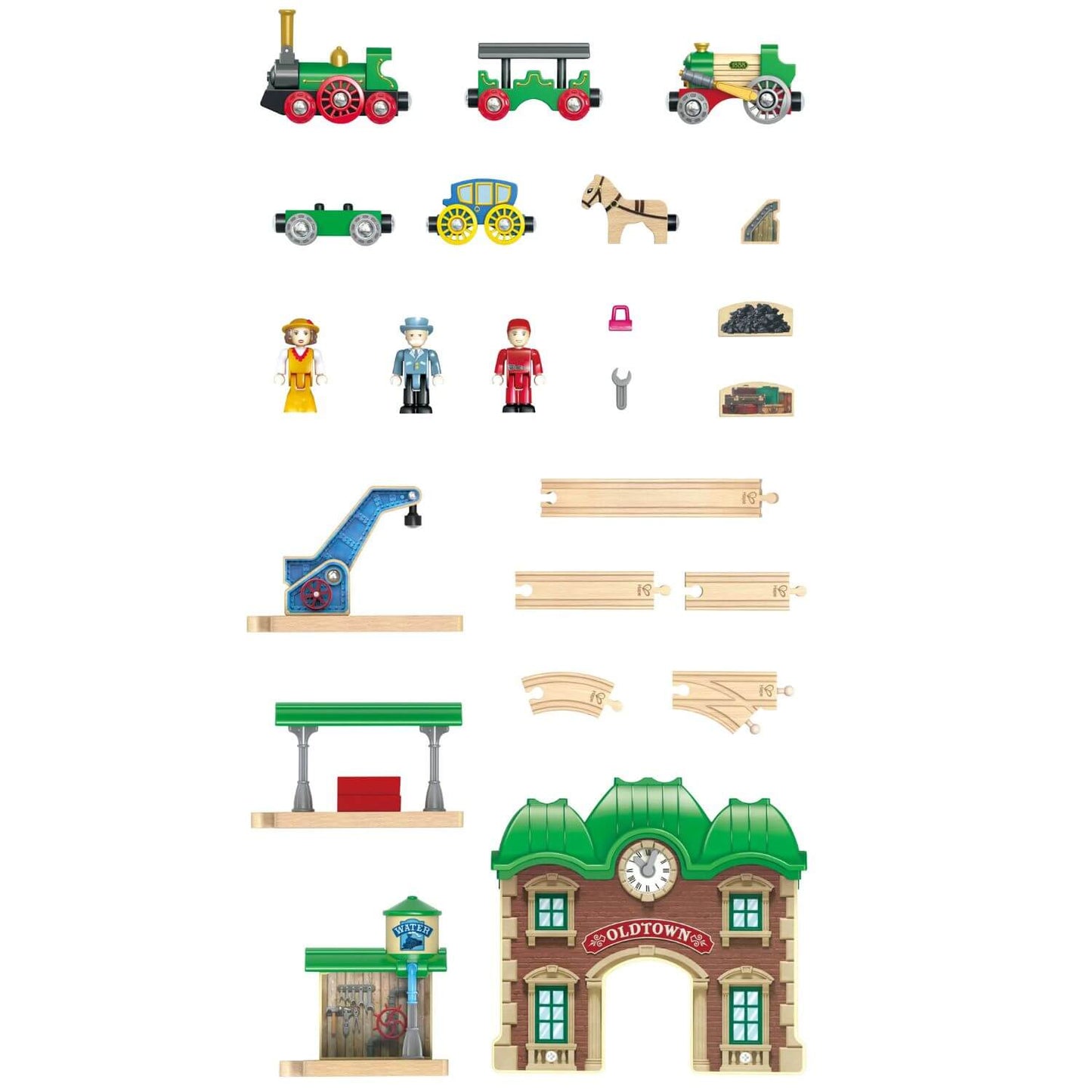 Hape Wooden Retro Train & Station Set