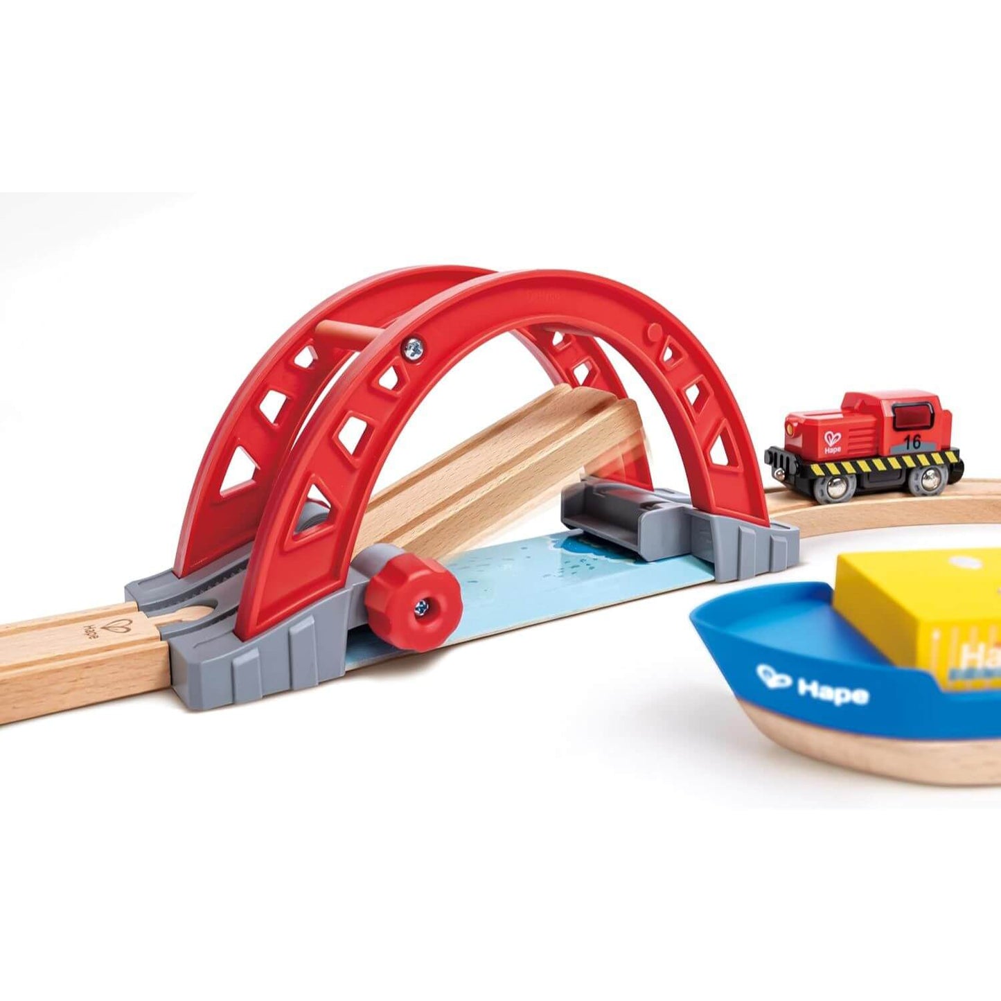 Close-up of Hape Sea & Rail Cargo Transportation Set