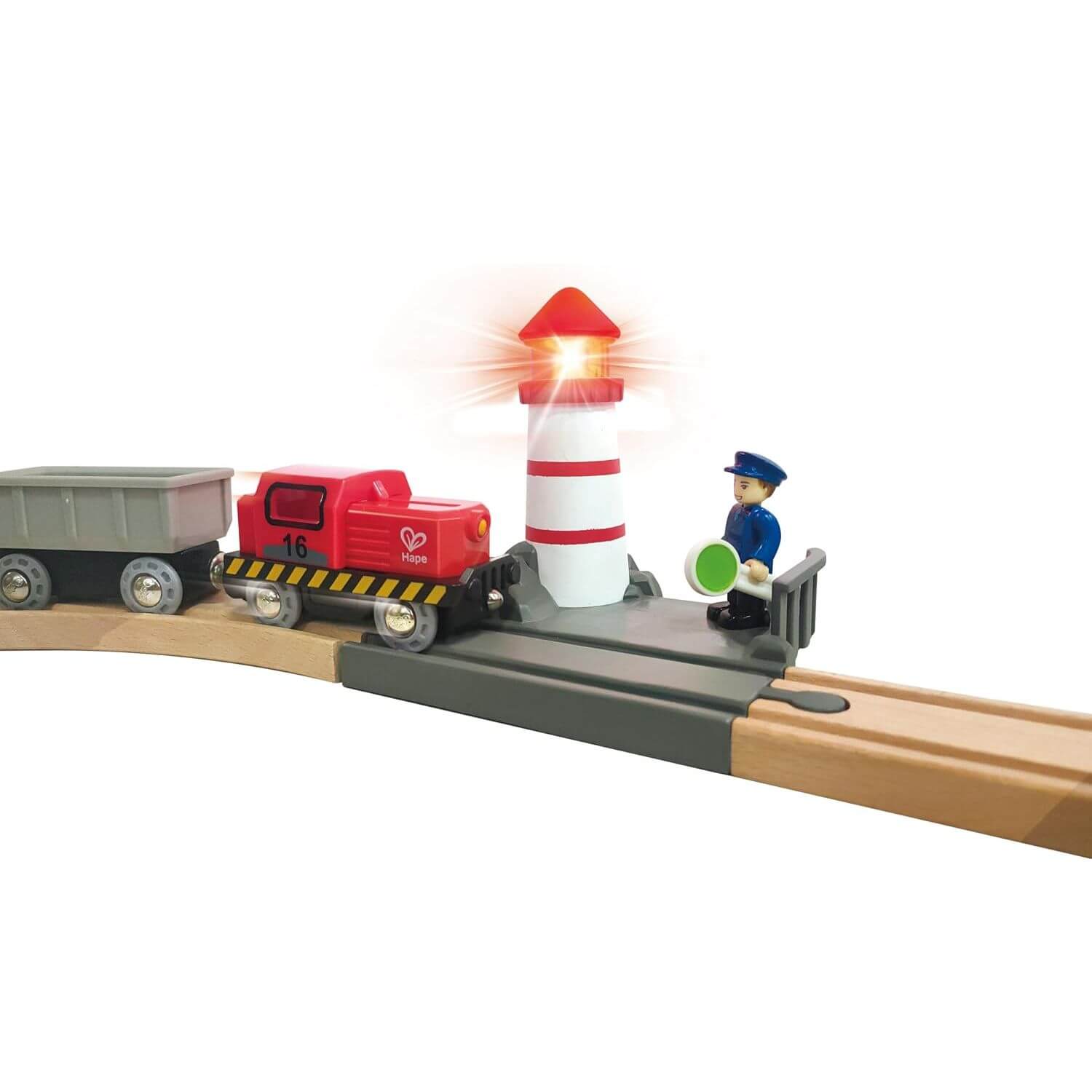 Close-up of Hape Sea & Rail Cargo Transportation Set