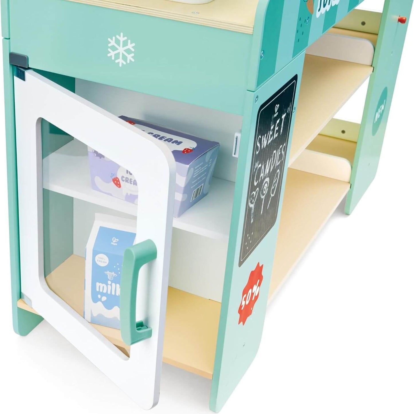 Close-up of Hape Smart & Wooden Supermarket