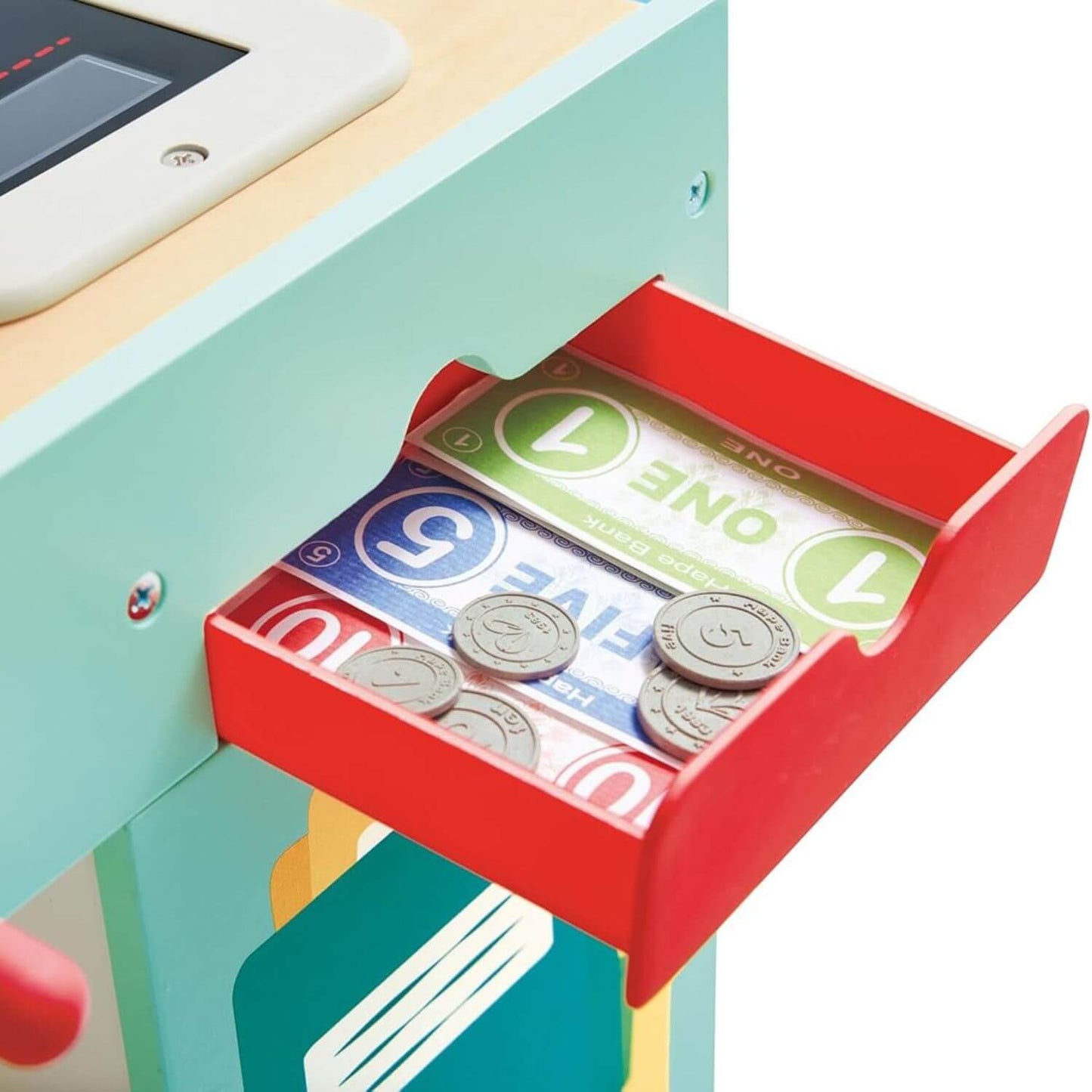 Close-up of Hape Smart & Wooden Supermarket