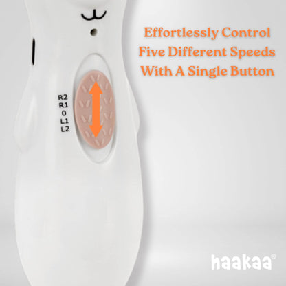 Haakaa Happii Bear Rechargeable Nail Trimmer Set on a light gray background.