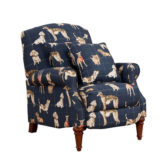 Sunset Trading Happy Dog Pushback Recliner with Matching Pillows | Navy Blue