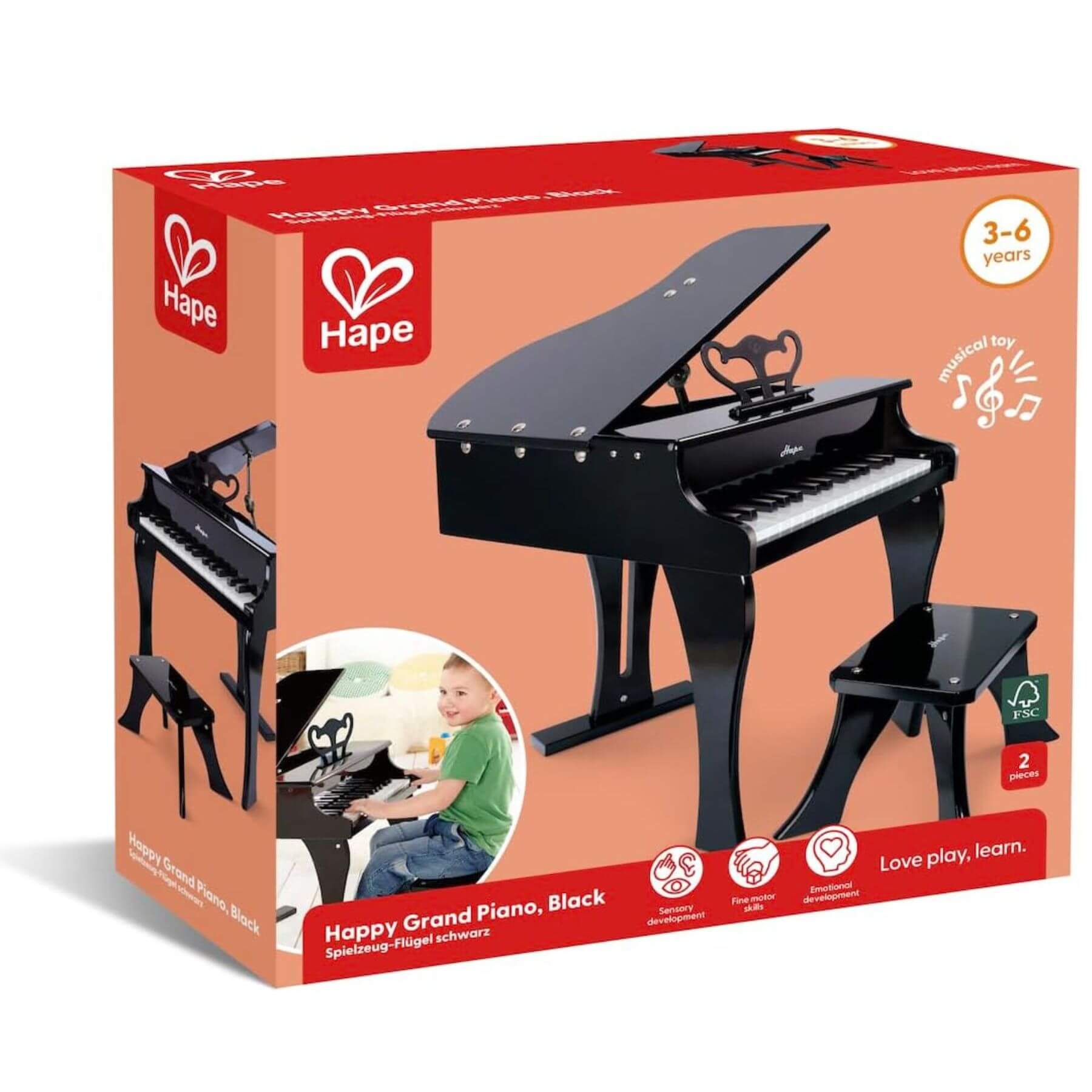 Hape Happy Grand Piano packaging