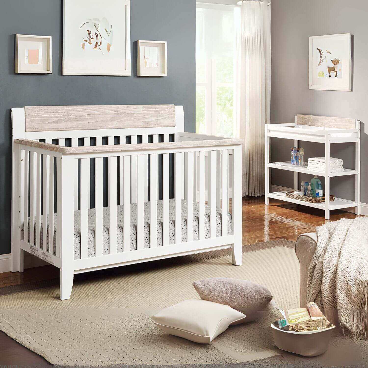 Hayes 4-in-1 Convertible Crib White/Natural