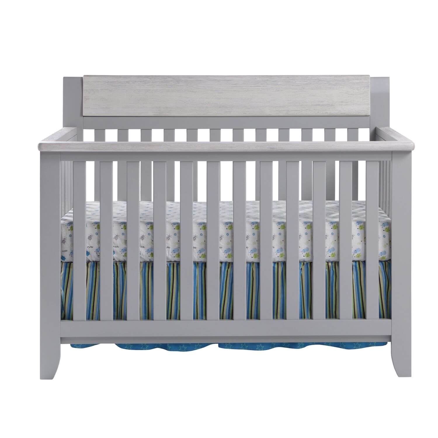 Front View of Hayes 4-in-1 Convertible Crib Gray/Weathered Granite