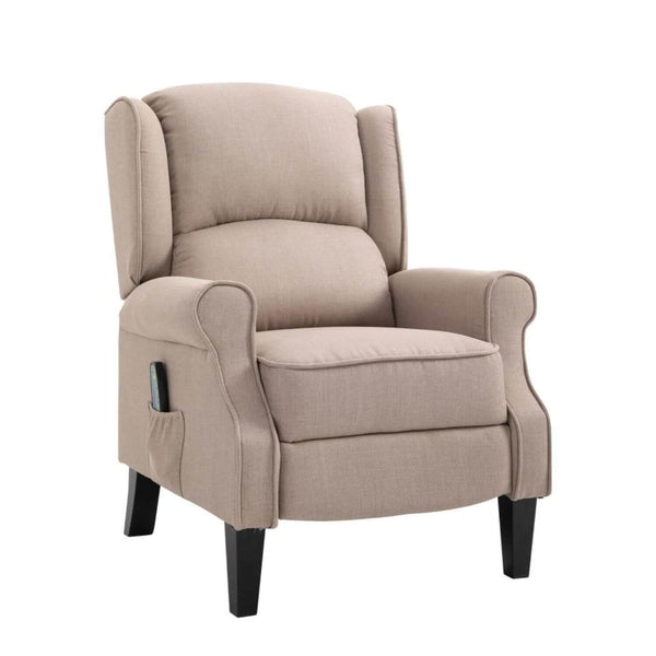 HOMCOM Wingback Heated Massage Chair | Vintage Upholstered Recliner | Beige