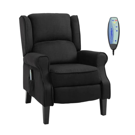 HOMCOM Wingback Heated Massage Chair | Vintage Upholstered Recliner | Black