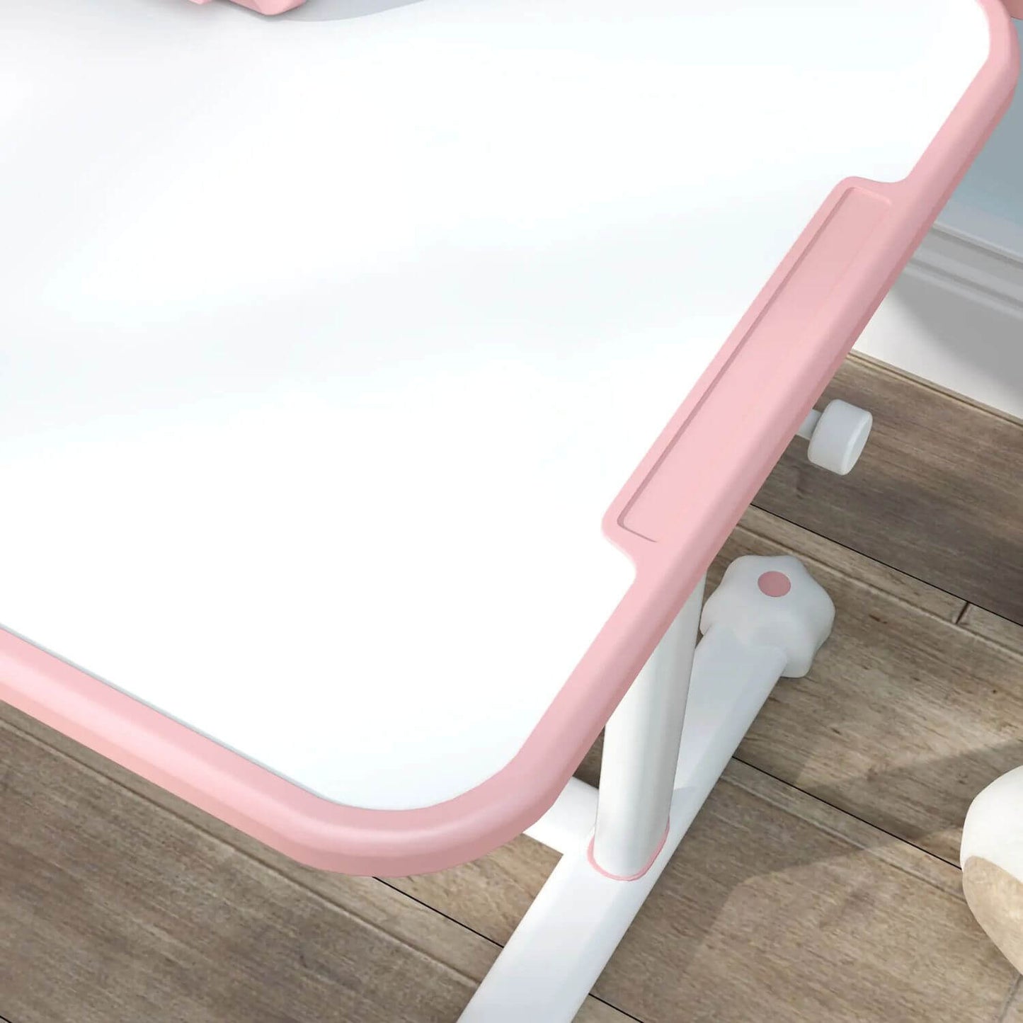 Detail of Qaba Height Adjustable Kids Desk and Chair Set Pink