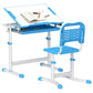 Qaba Height Adjustable Kids Desk and Chairs Set Blue