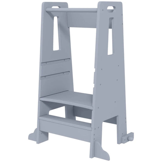 Qaba Height Adjustable Toddler Tower Grey