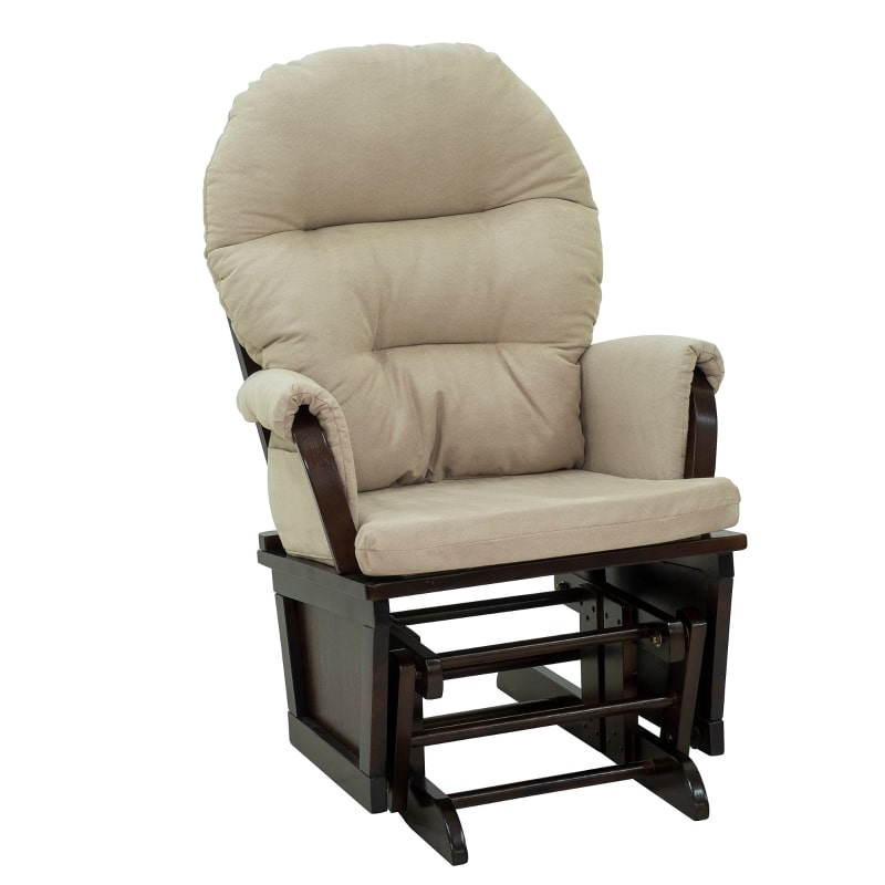 HOMCOM Nursery Glider Rocker with Ottoman | Thick Padded Cushion & Wood Base | Cream White