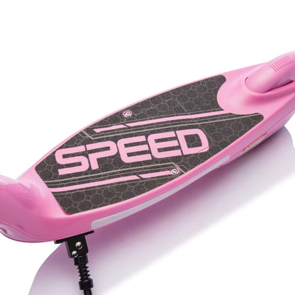 Pink scooter with 'SPEED' branding on a white background