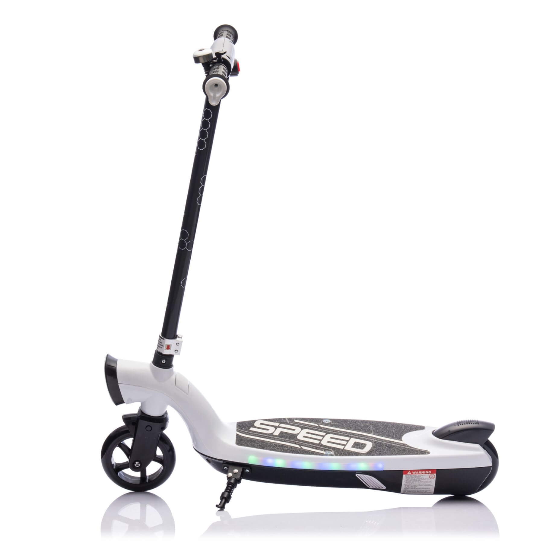 Side view of HIFINE Kids Ride On Electric Scooter With Kickstand - White