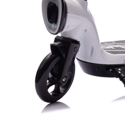 Close-up of HIFINE Kids Ride On Electric Scooter With Kickstand - White