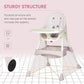 Qaba High Chair with Removable Food Tray, for Kids 3 to 6 Months, Pink