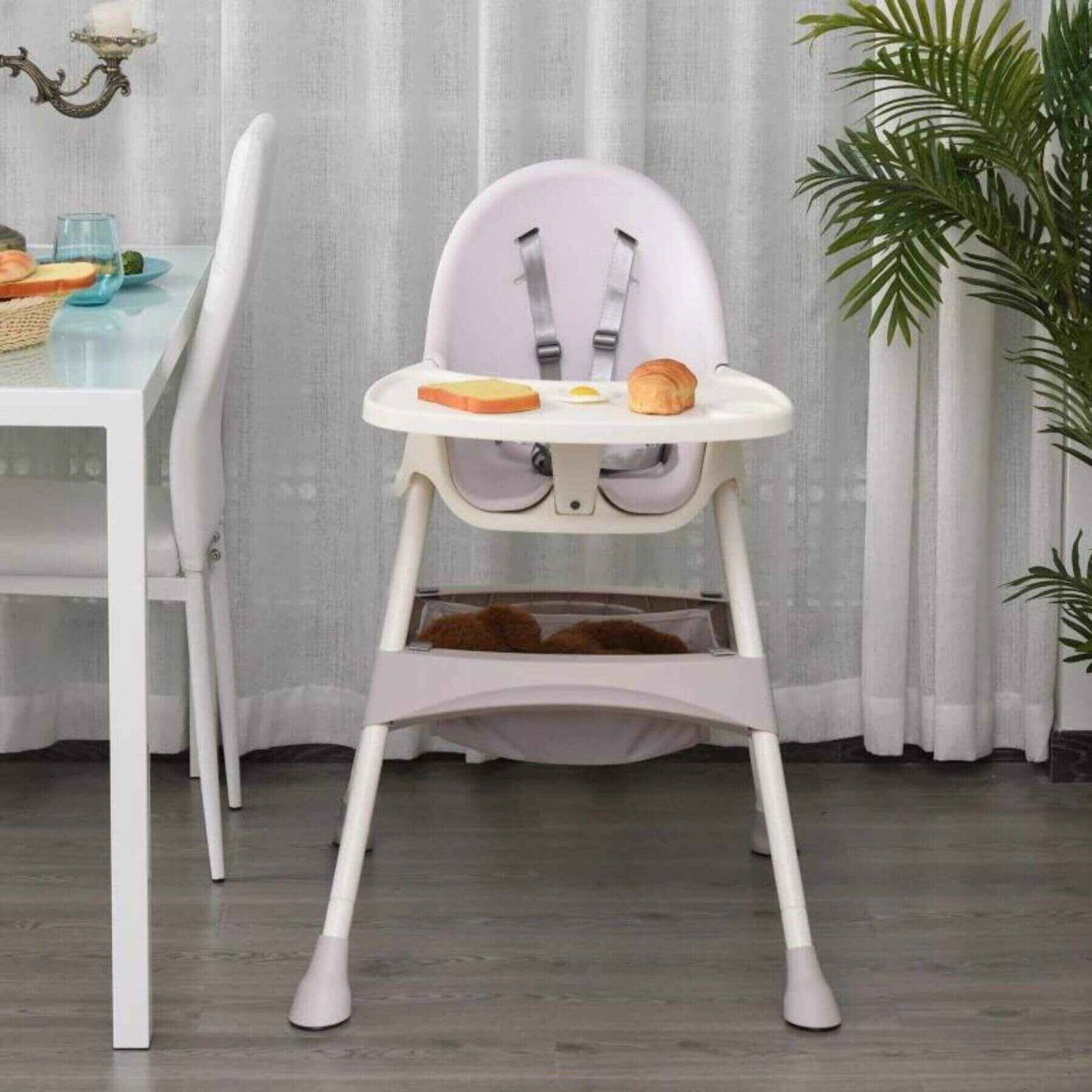 Qaba High Chair with Removable Food Tray, for Kids 3 to 6 Months, Pink